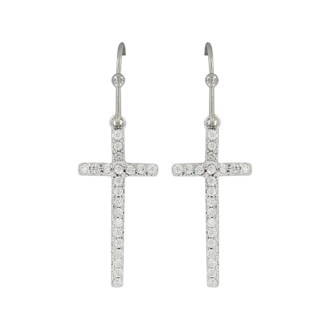 Montana Silversmiths Women's Elongated Cross Grey Earrings