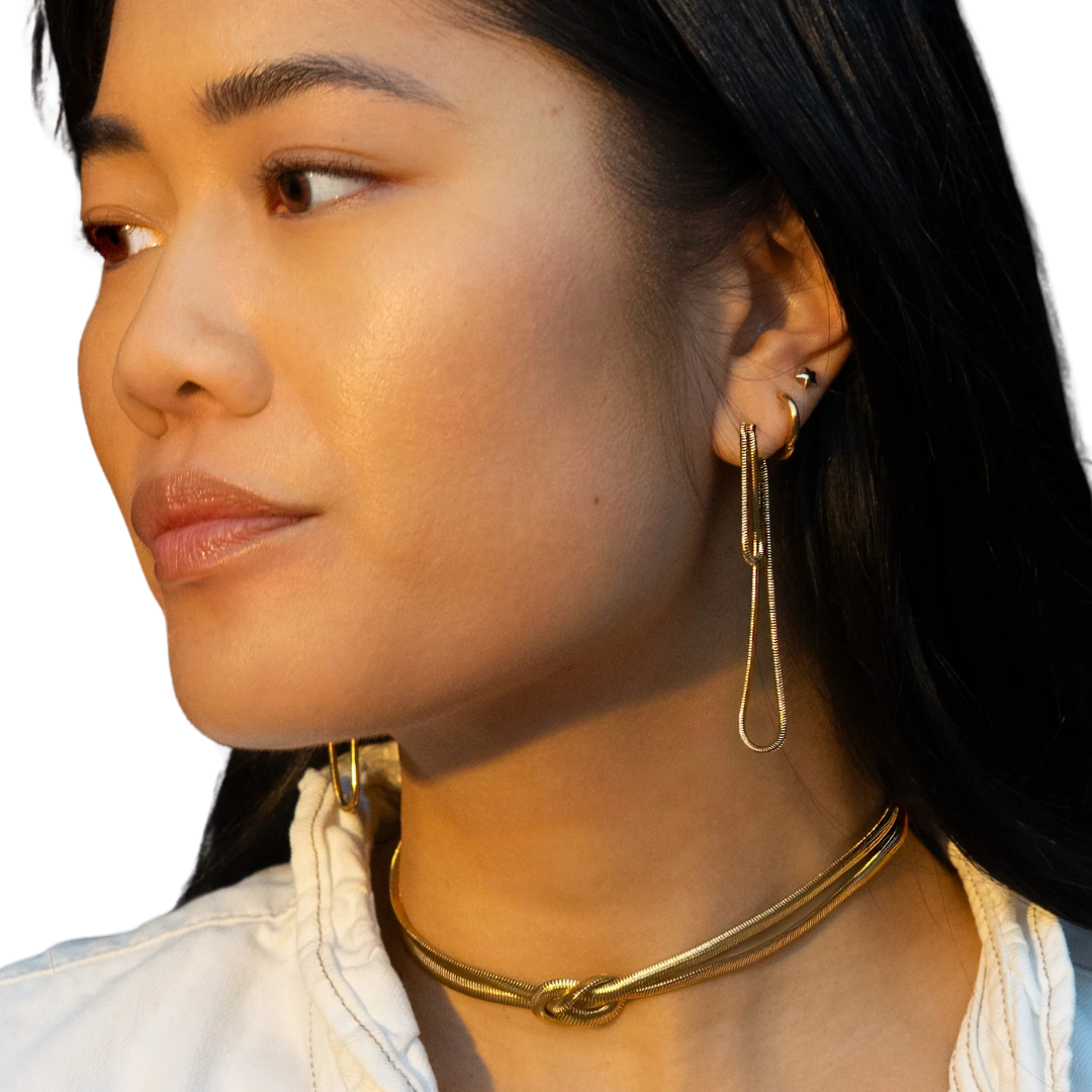 Peter & June Women's Slip Knot Gold Earrings