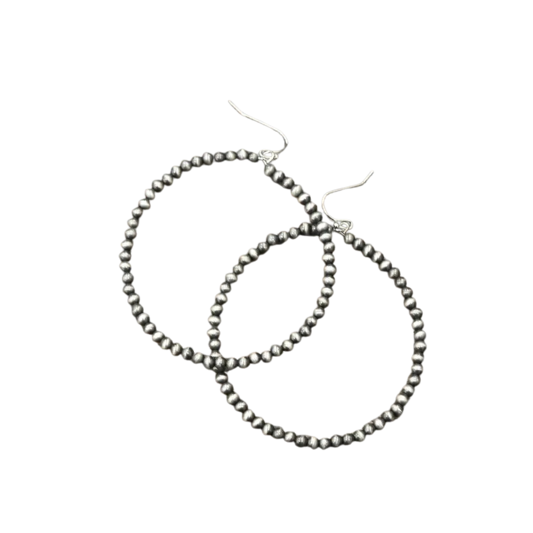 Isac Trading Women's Handmade Navajo Grey Hoop Earrings