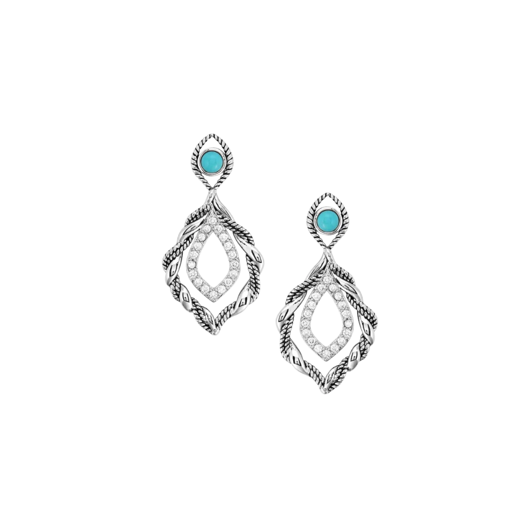Montana Women's Twisted Time Crystal Turquoise Earrings