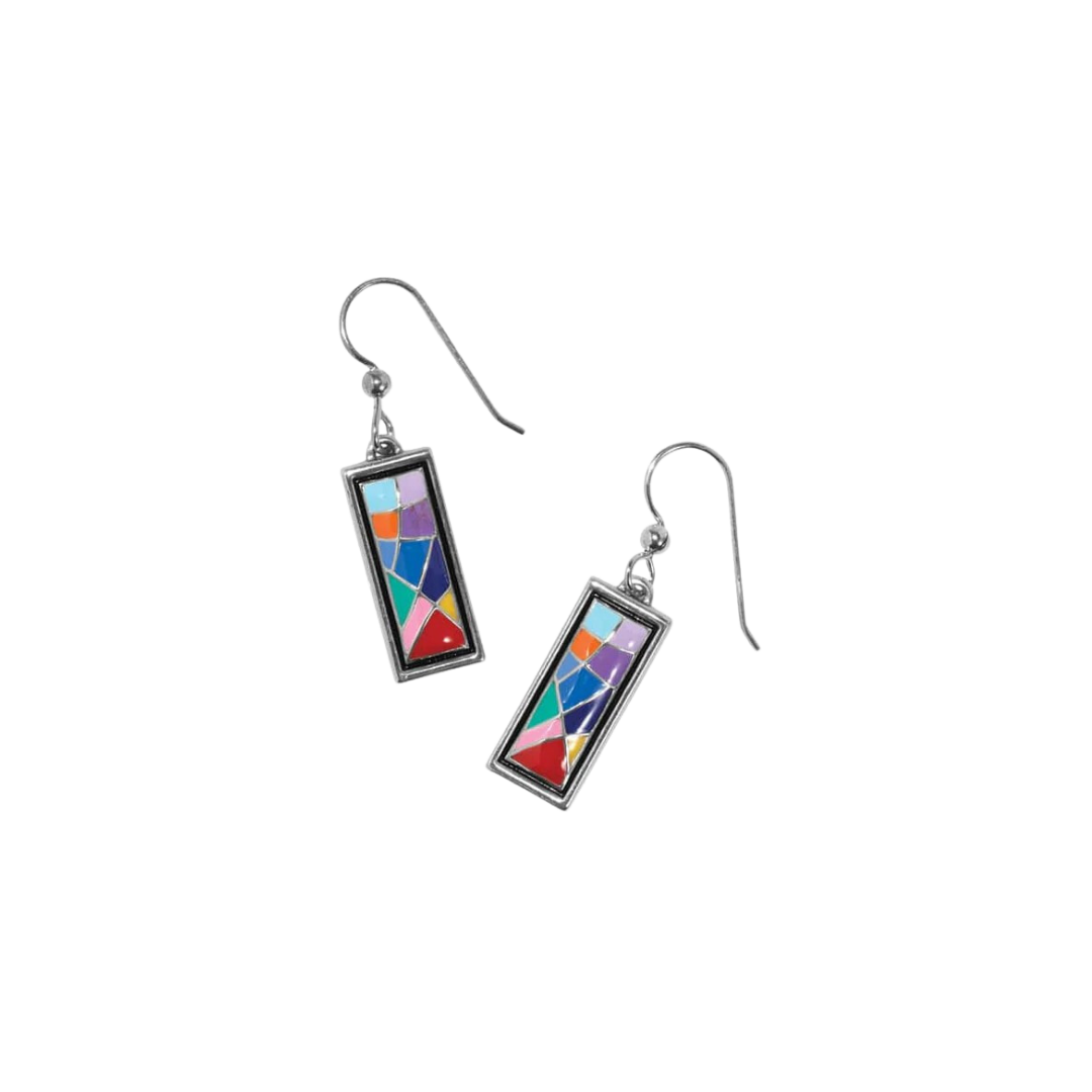 Brighton Women's Colormix Block French Wire Silver Multicolor Earrings