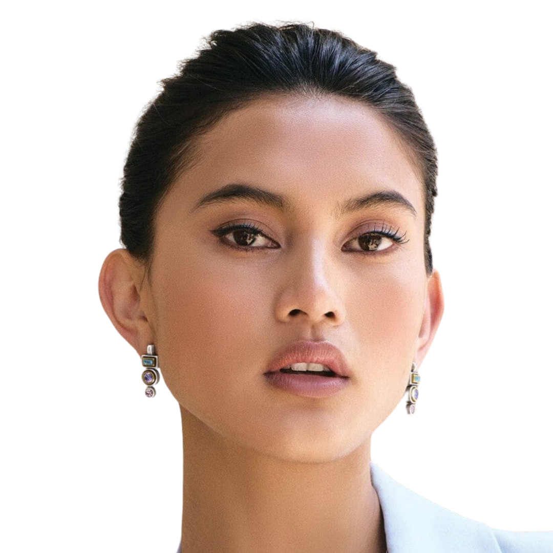 Brighton Women's Halo Gleam Drop Post Silver Multicolor Earrings
