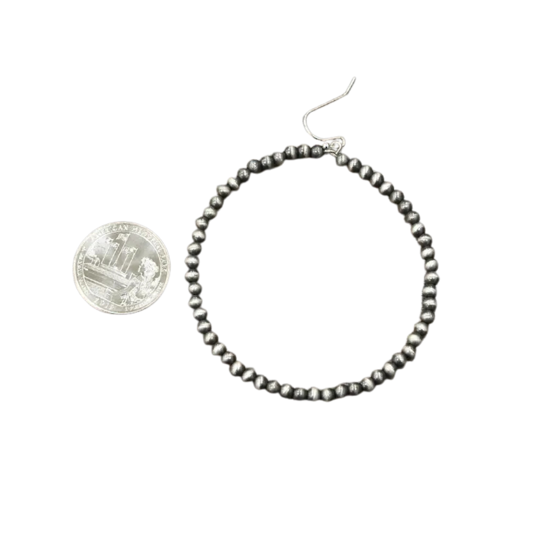 Isac Trading Women's Handmade Navajo Grey Hoop Earrings