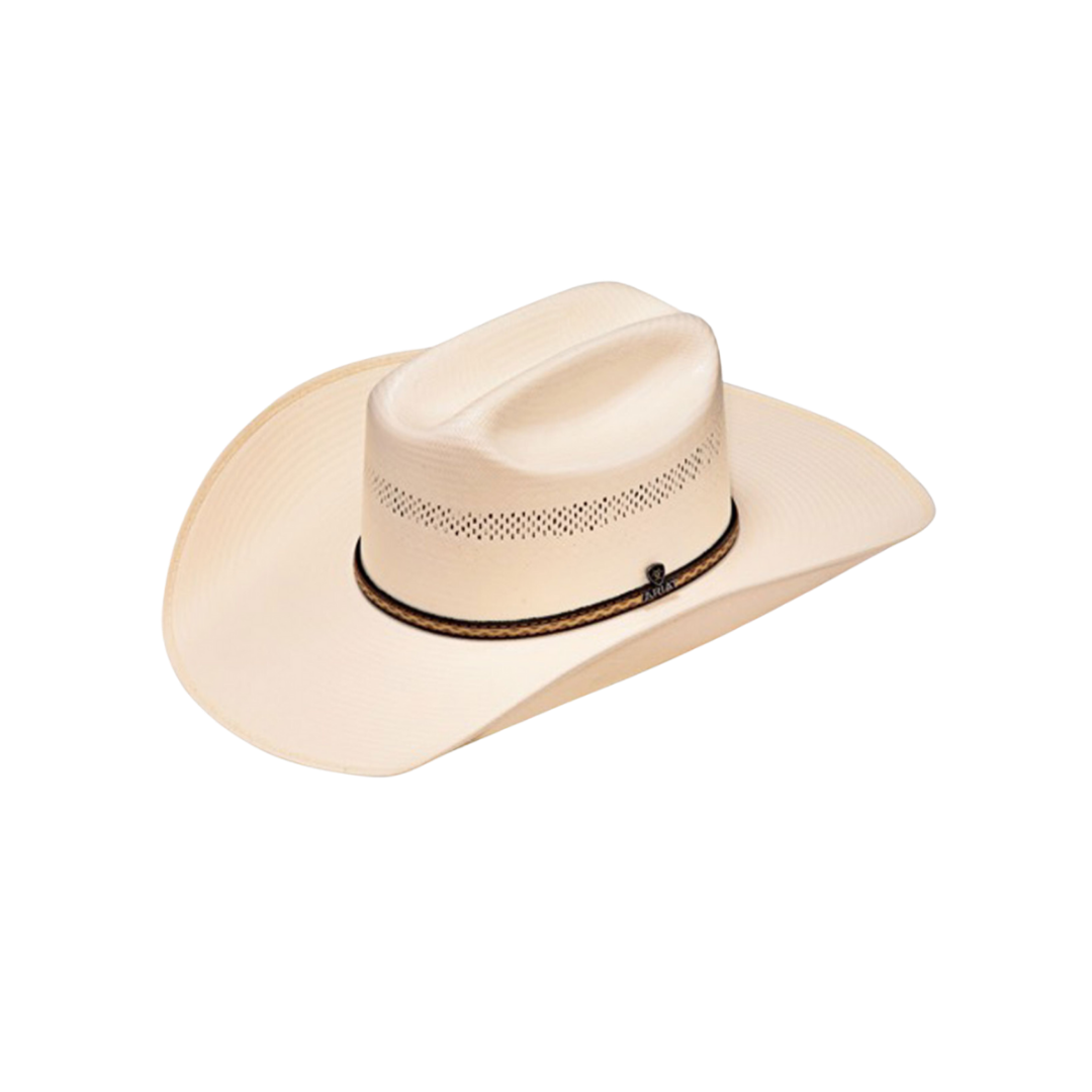 Ariat Men's Leather Sweatband Ivory Hat