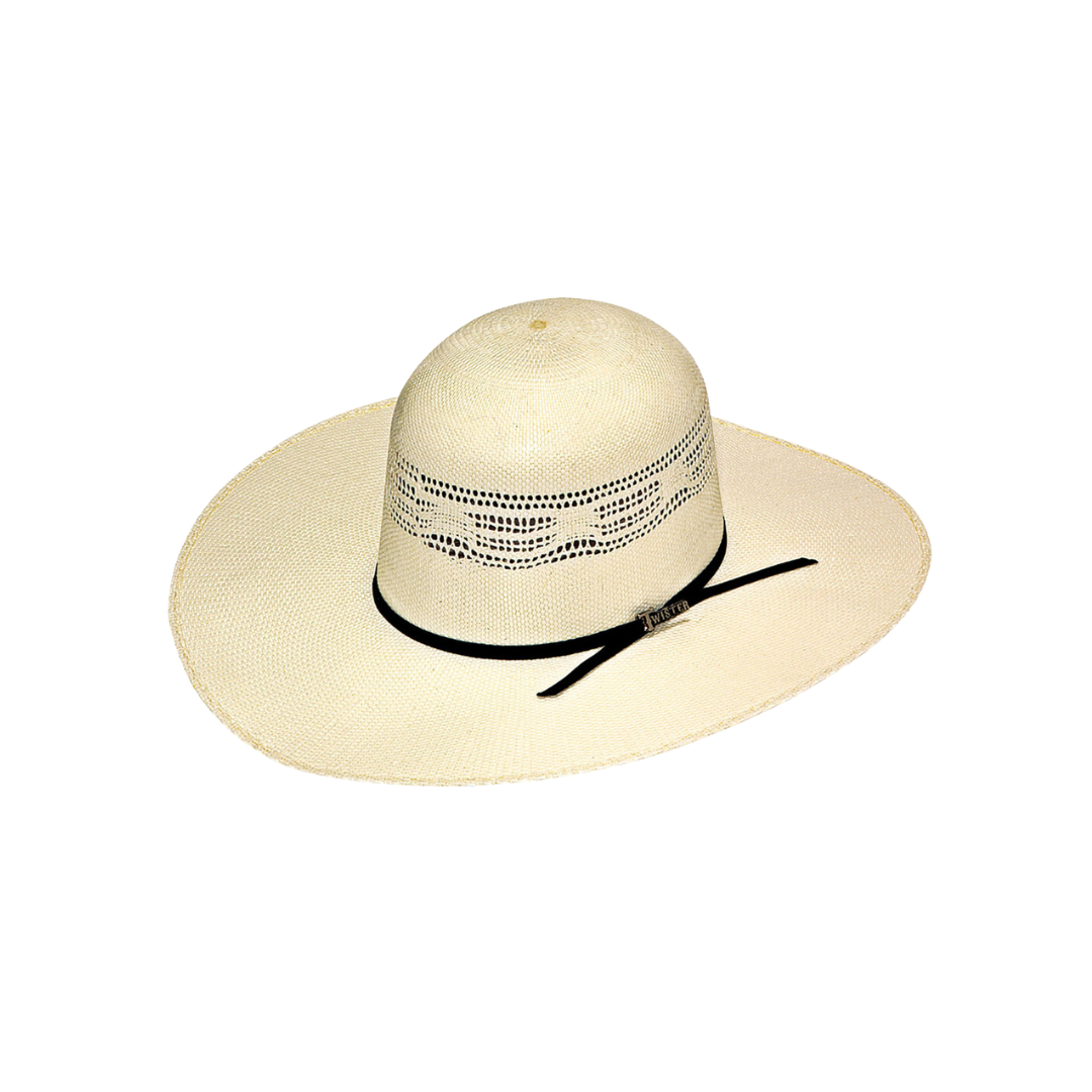 Twister Unisex Straw Open Crown Vented Light Brown Hat  display picture 3