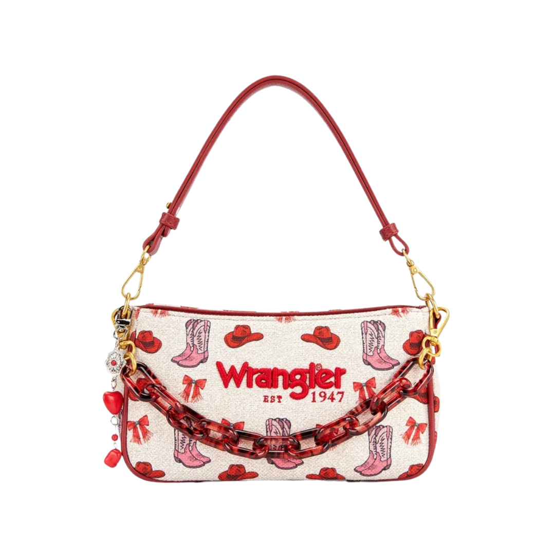 Wrangler Women's Pink Cowgirl Print Shoulder Bag