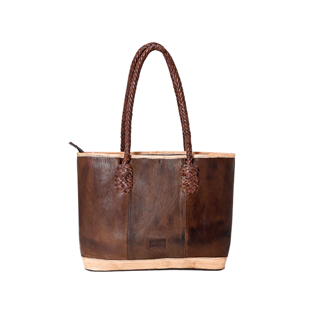 American Darlin Women's Leather Brown Tote