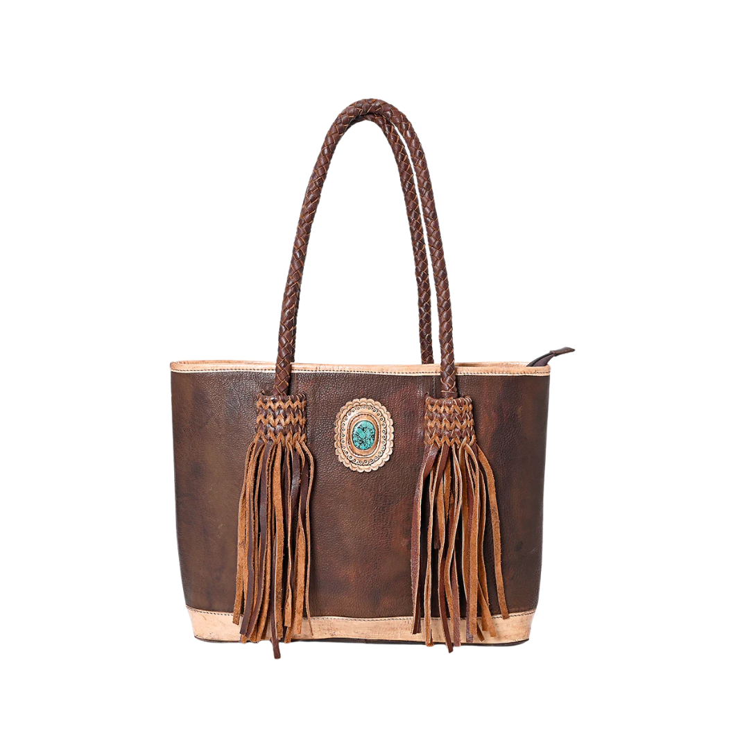 American Darlin Women's Leather Brown Tote