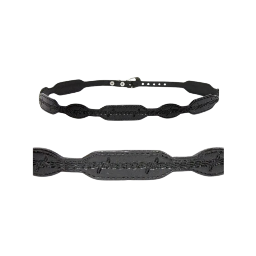 Austin Accent Unisex Scalloped Leather Black Hatband