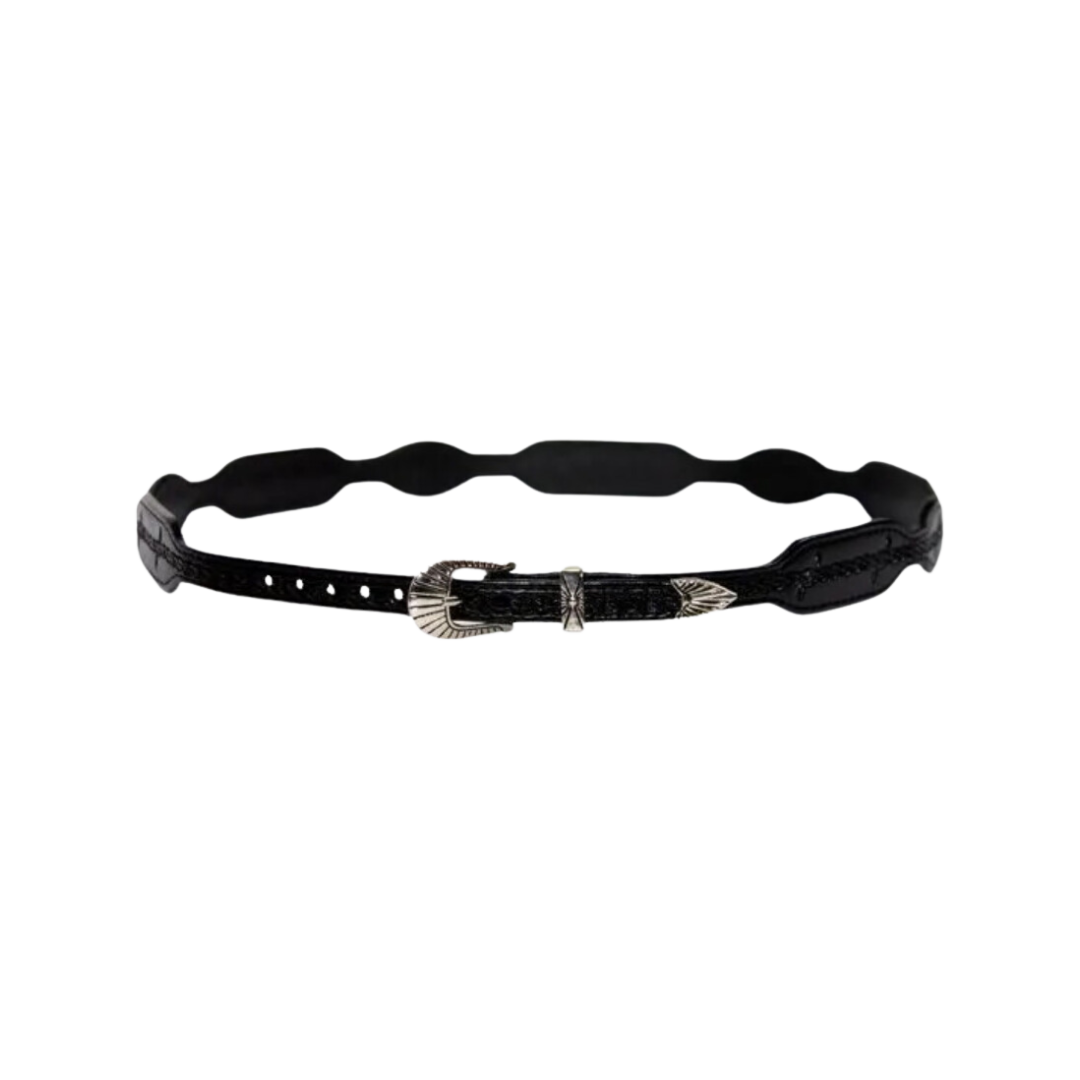 Austin Accent Unisex Scalloped Leather Black Hatband