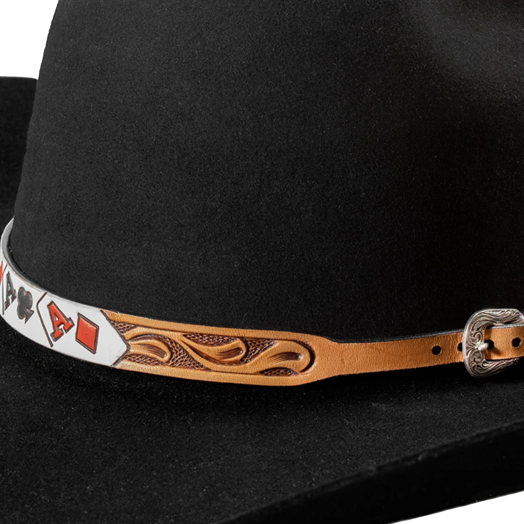 3-D Men's Ace Cards Brown Hat Band