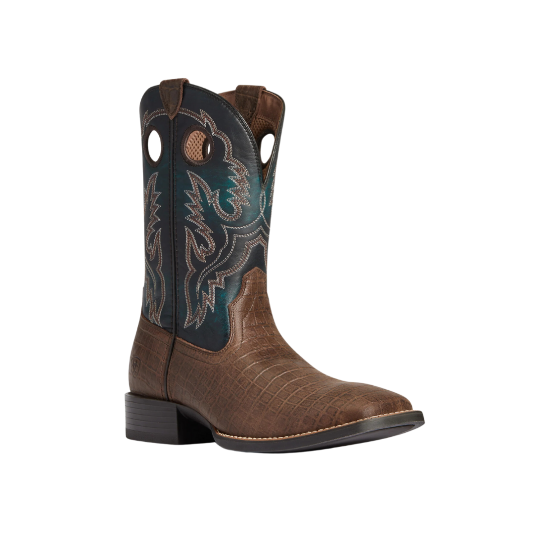 Ariat Men's Sport Buckout Western Chocolate Croc Brown Boots