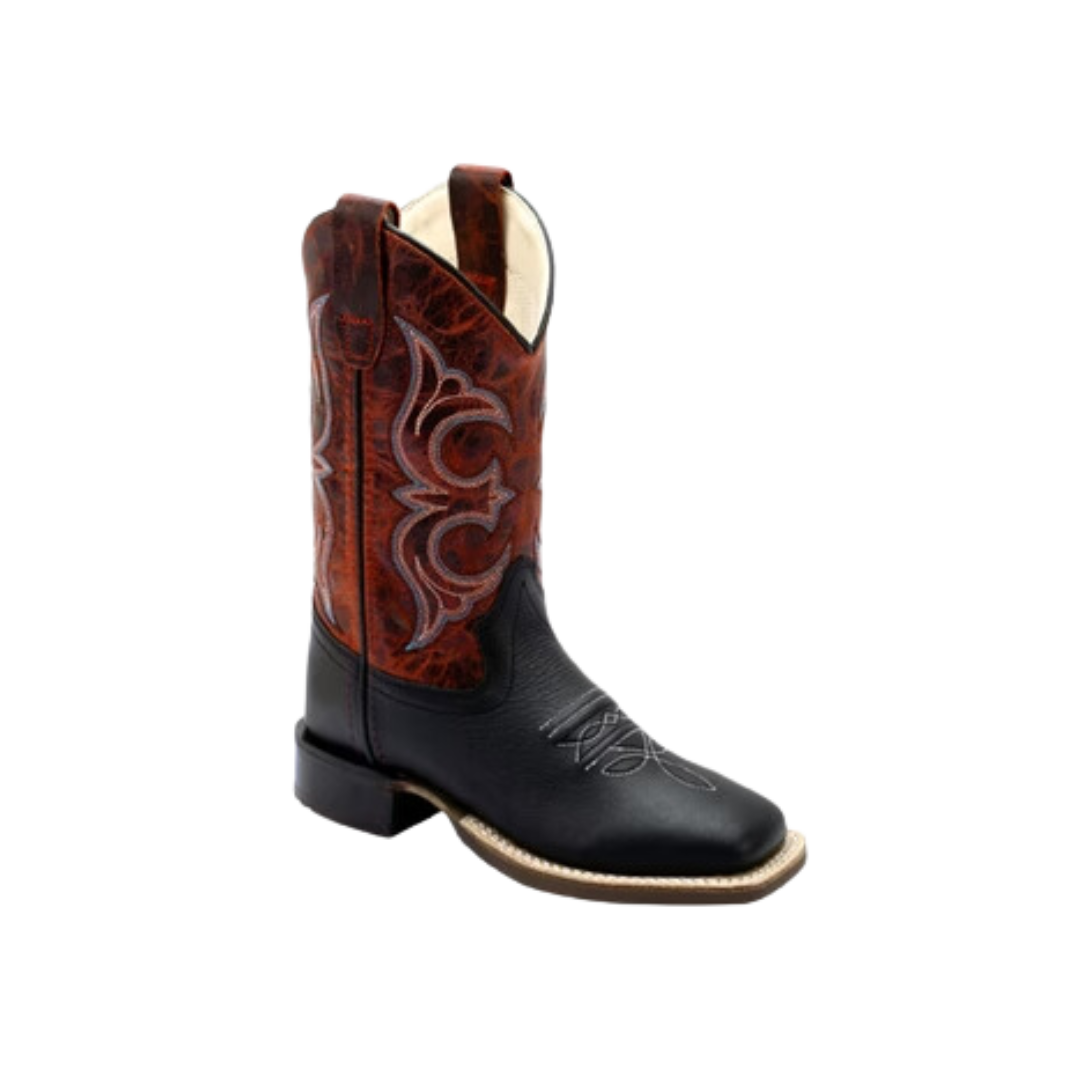 Old West Youth Unisex Western Black And Burnt Orange Boots