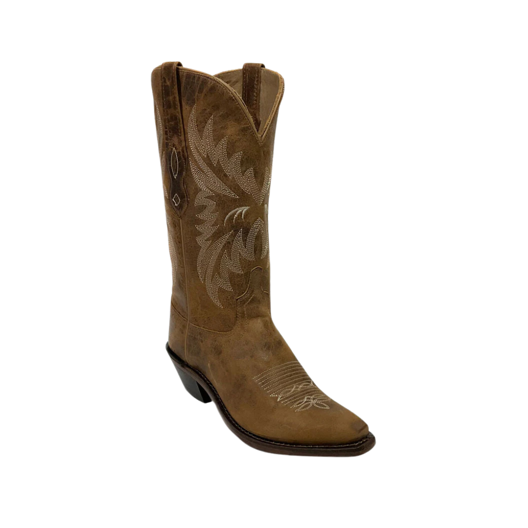 Old West Kid's Western Brown And Light Pink Boots