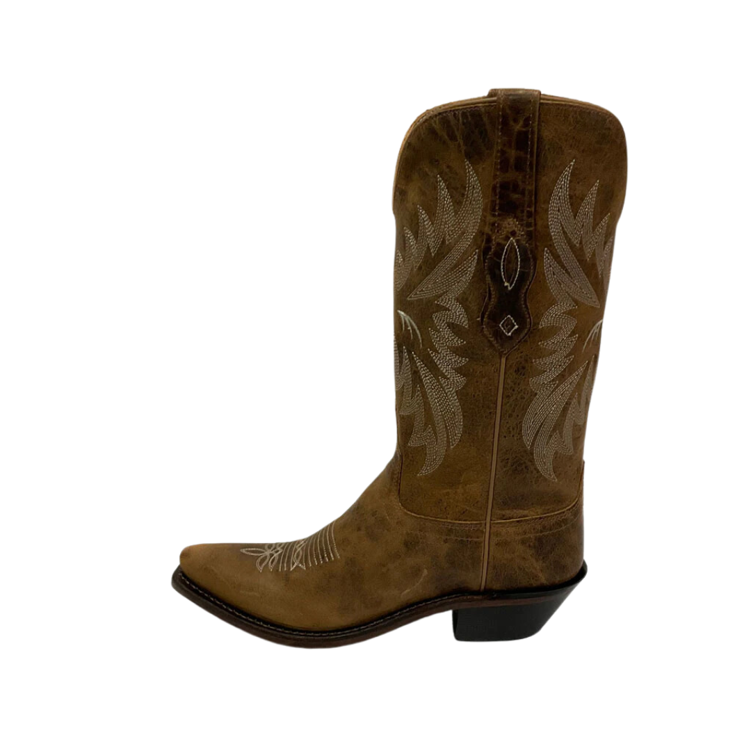 Old West Kid's Western Brown And Light Pink Boots