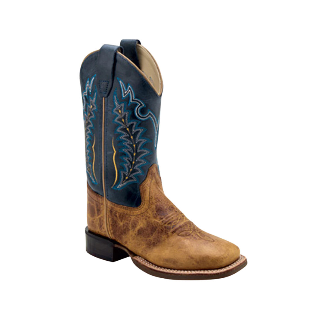 Old West Youth Boy's Leather Western Cowboy Blue Boots