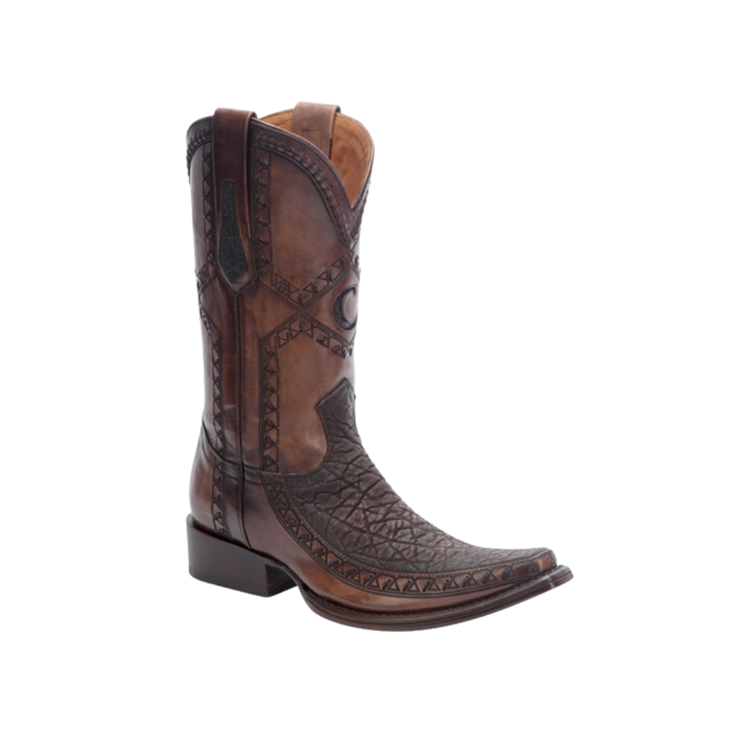 Cuadra Men's Cowboy In Genuine Elephant And Beef Chocolate Leather