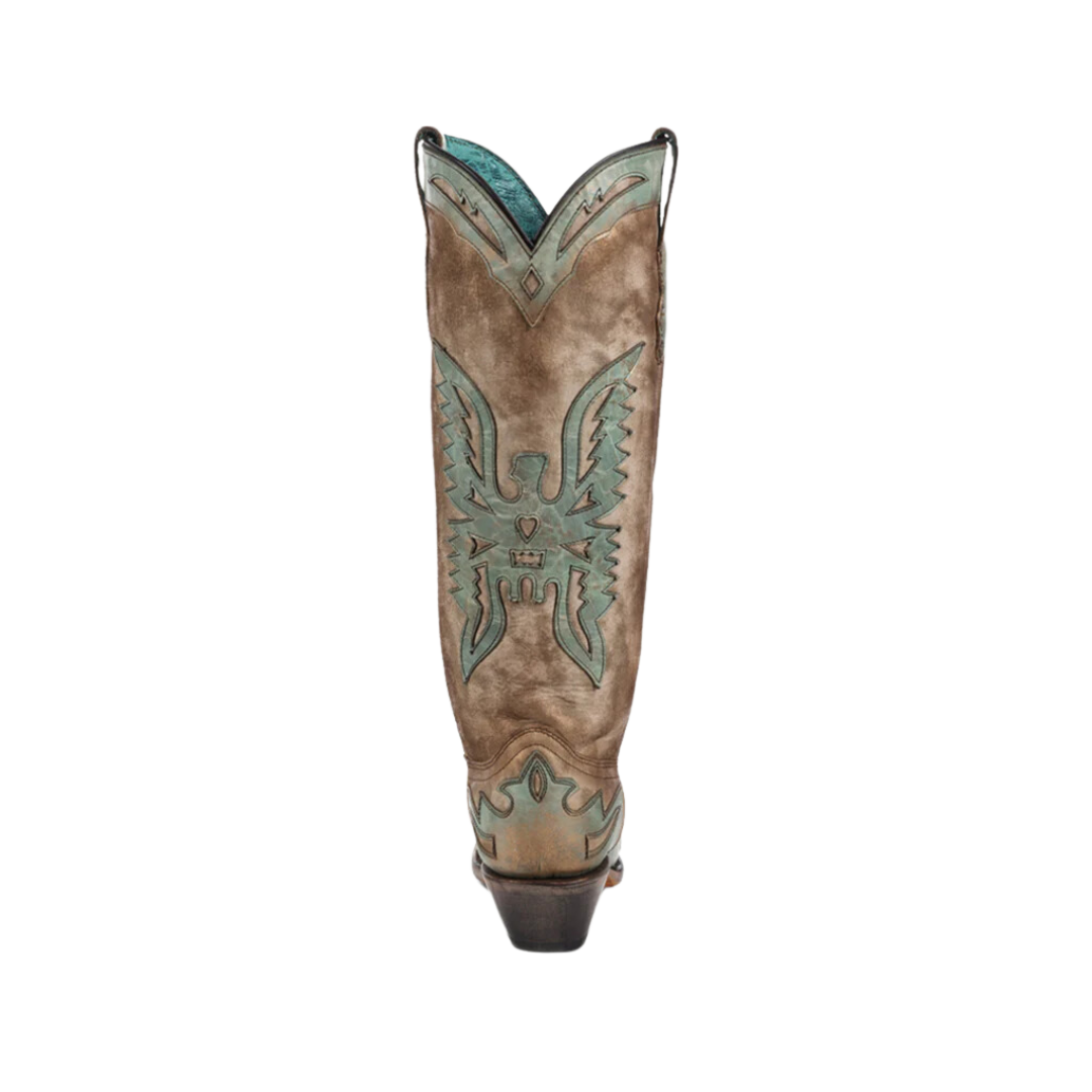 Corral Women's Cowboy Eagle Overlay Snip Vintage Bone Turquoise Boots