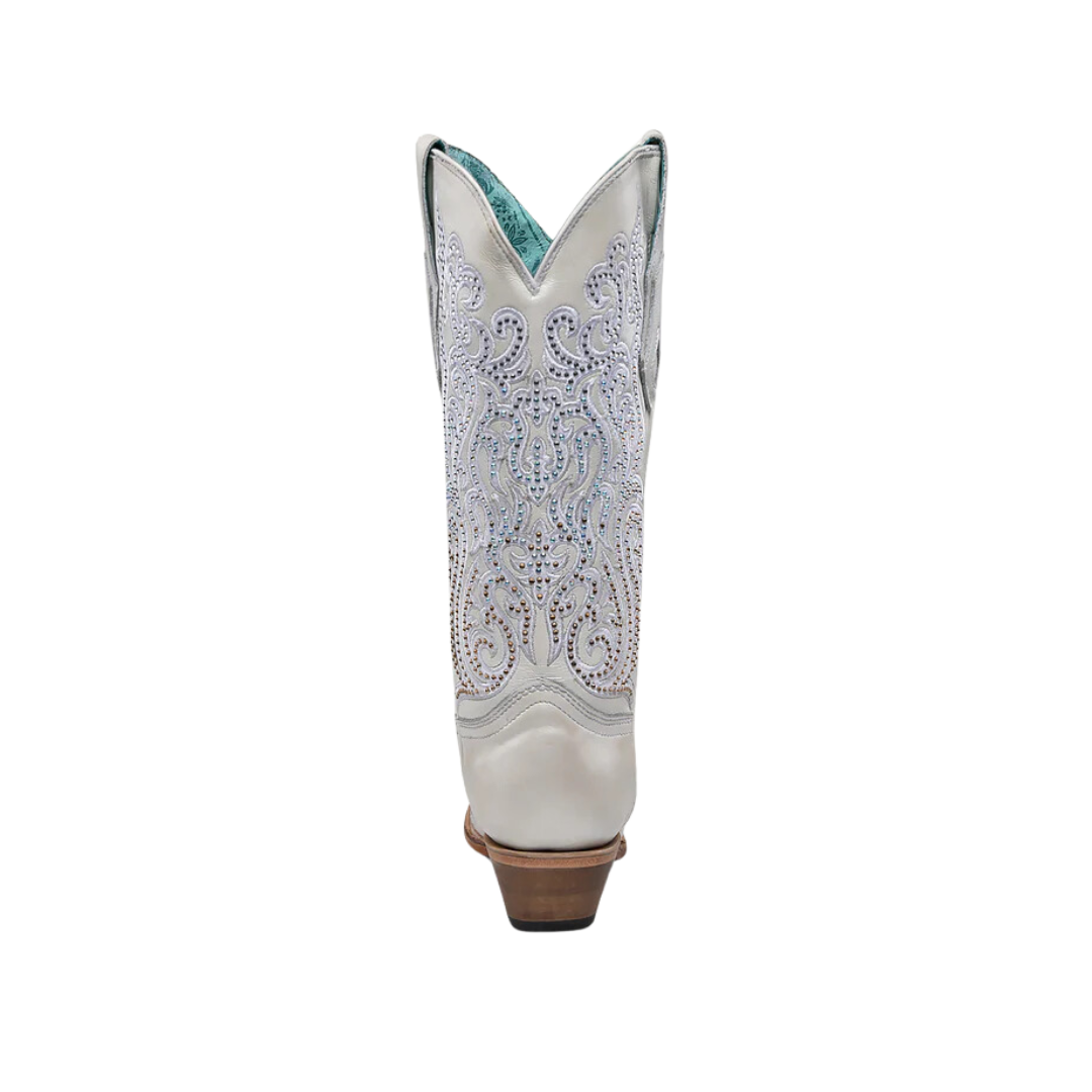 Corral Women's Overlay Embroidery Crystals White Boots
