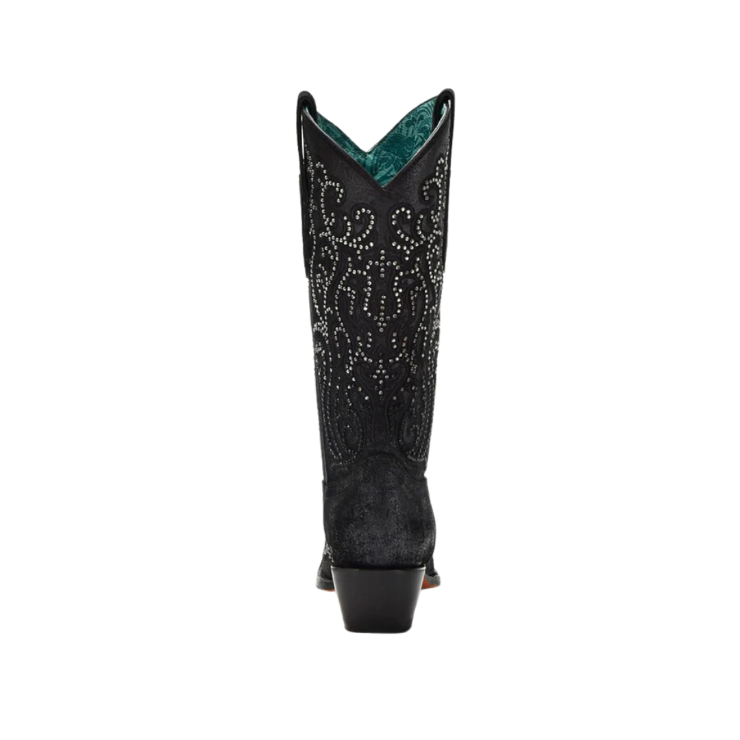 Corral Women's Cowboy Overlay Crystals Tall Top Black Boot
