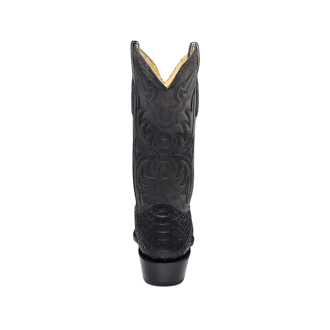 Corral Men's Cowboy Embroidery Genuine Python Narrow Black Boots