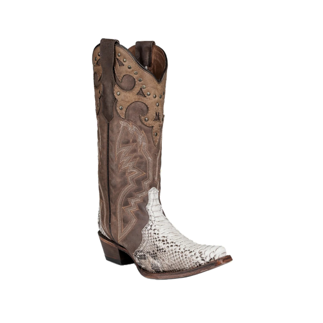 Corral Women's Circle G Natural Python Overlay Brown Boots