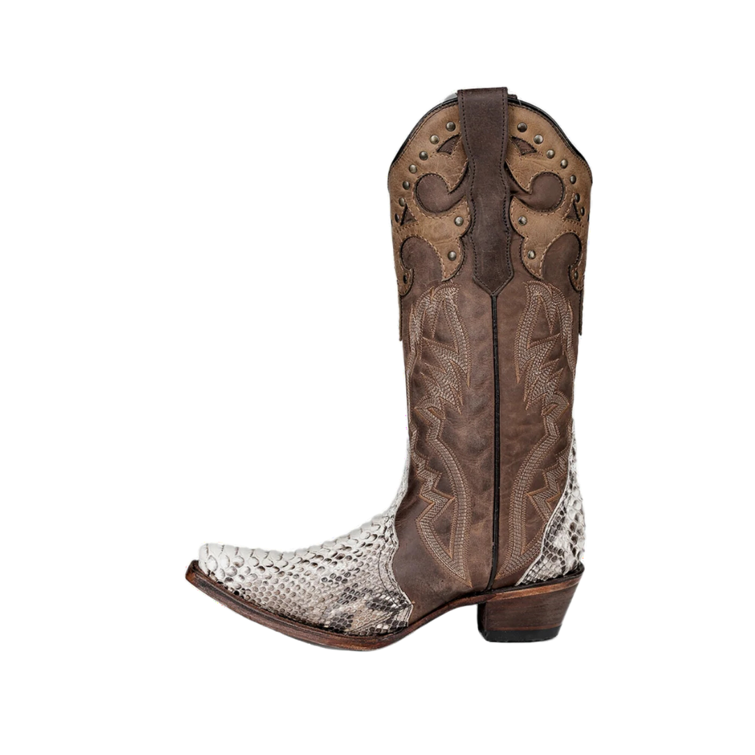 Corral Women's Circle G Natural Python Overlay Brown Boots