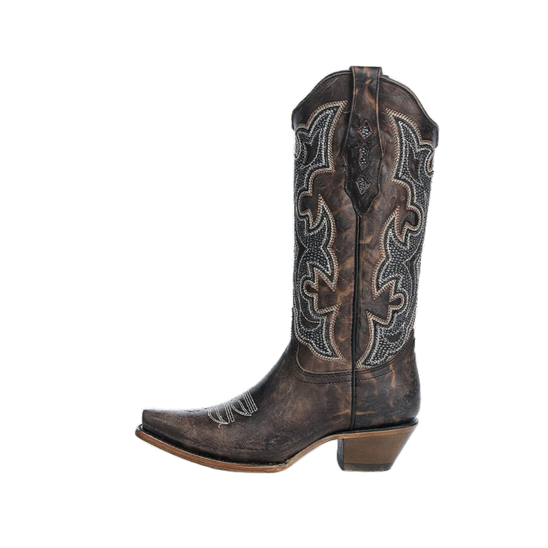 Corral Women's Embroidery Overlay Brown Boots