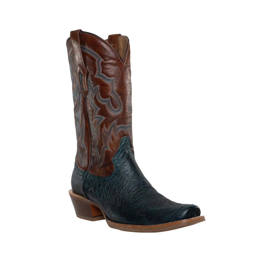 Corral Men's Cognac Ostrich Embroidery Navy Blue Boots