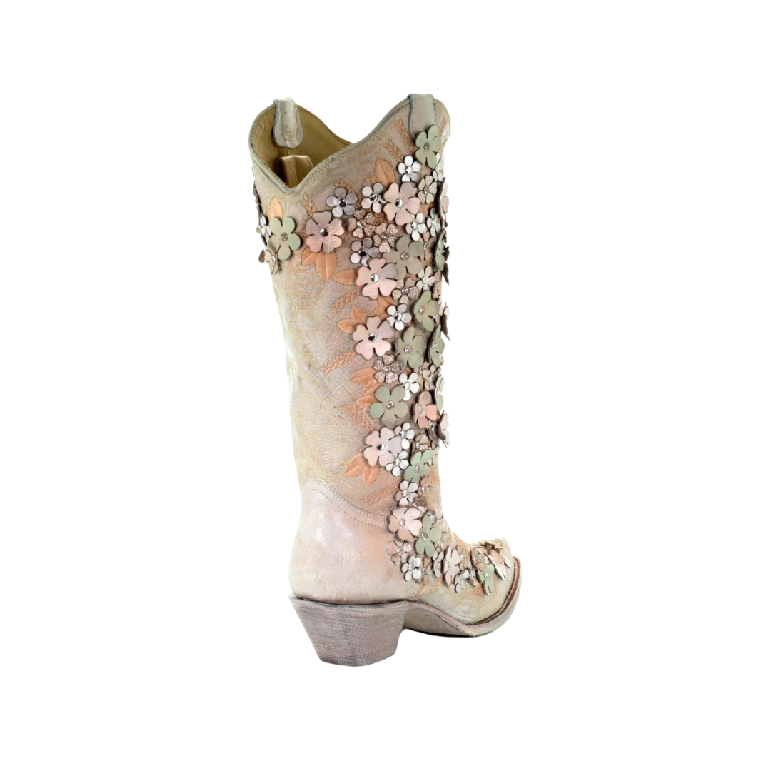 Corral Women's Mint Floral Crystal Studs Embroidered Boots