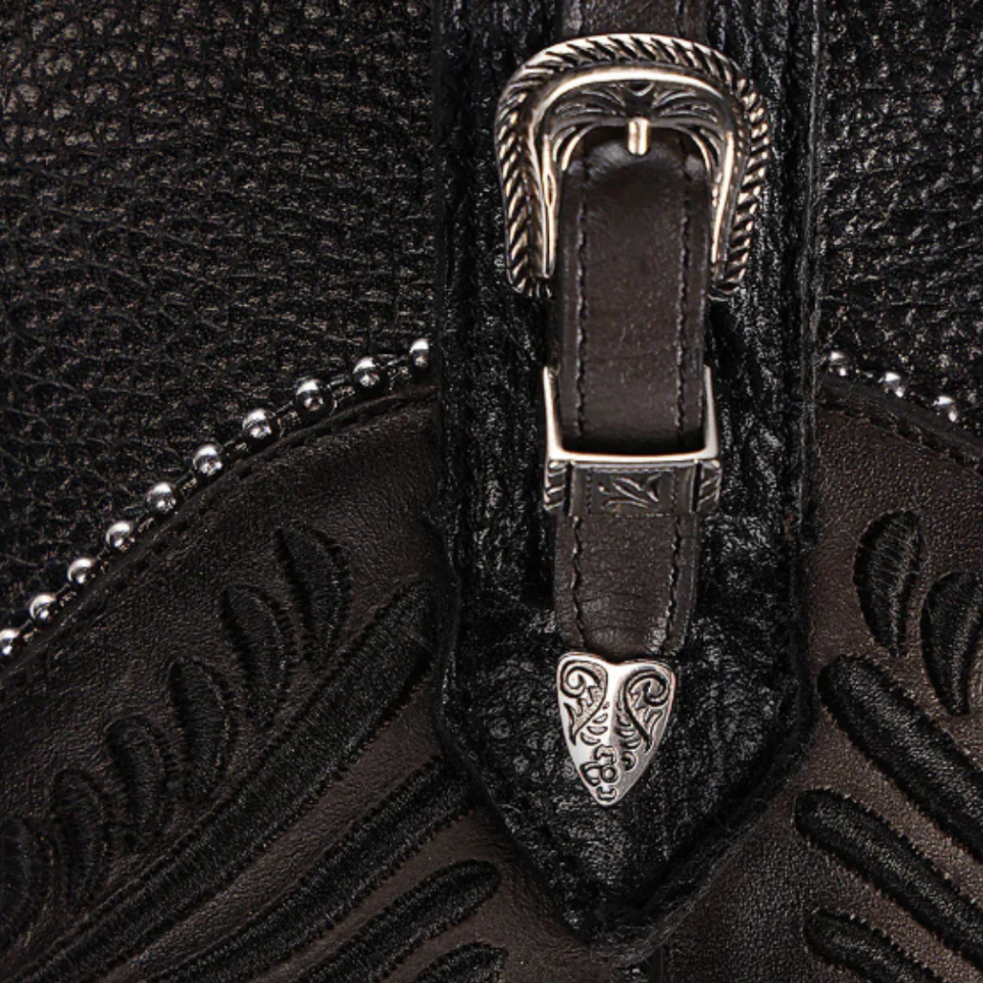 Cuadra Women's Python Studs Zipper Round Black Boots