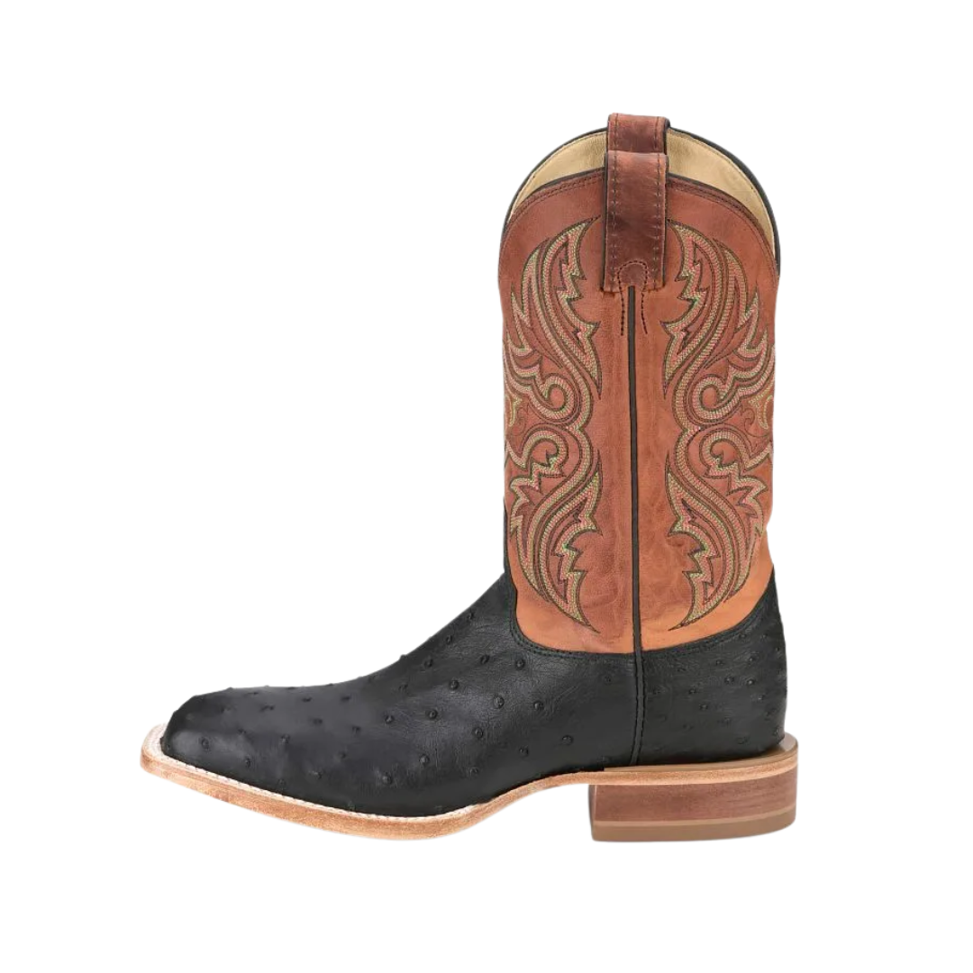 Justin Men's Full Quill Ostrich Shadow Black Boots