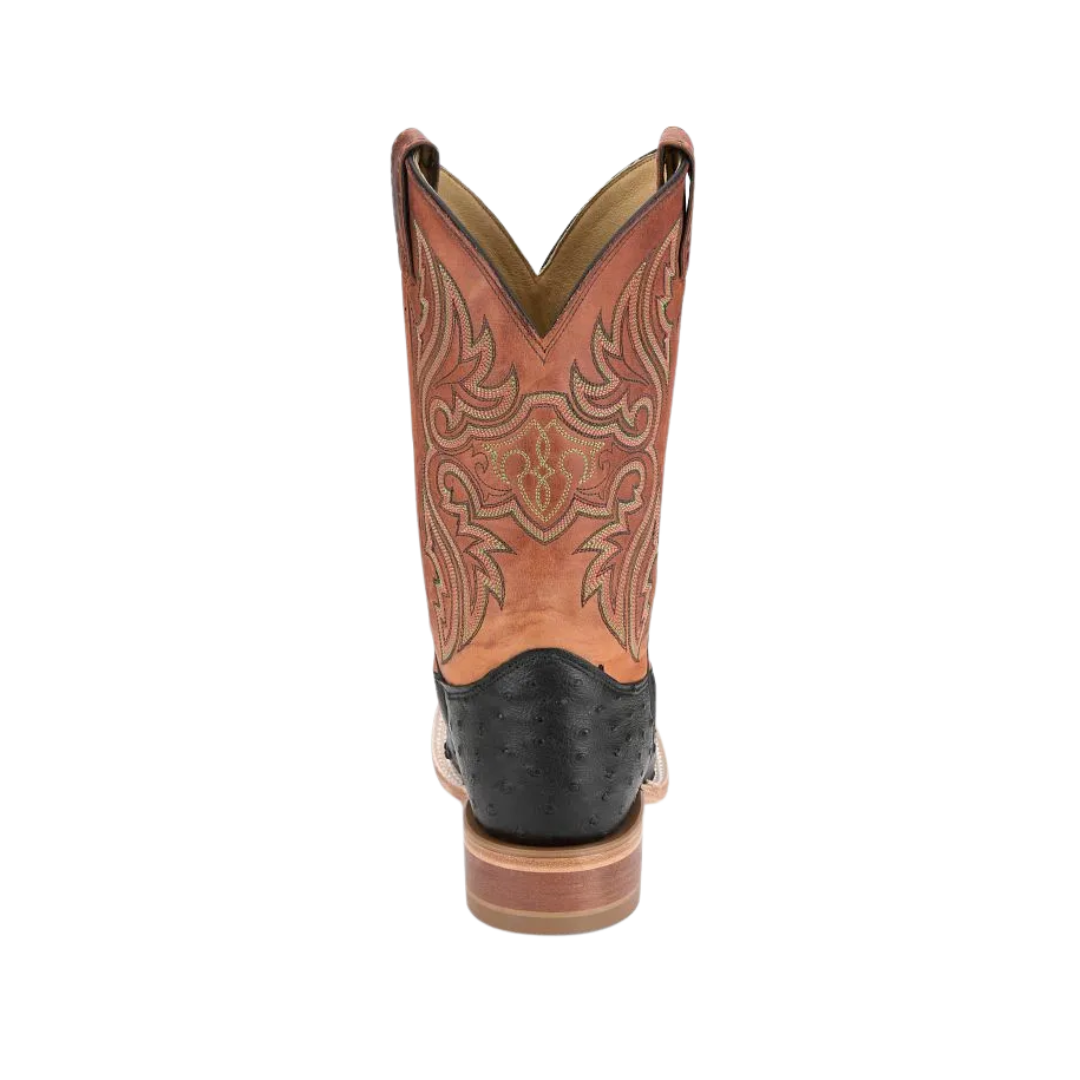 Justin Men's Full Quill Ostrich Shadow Black Boots