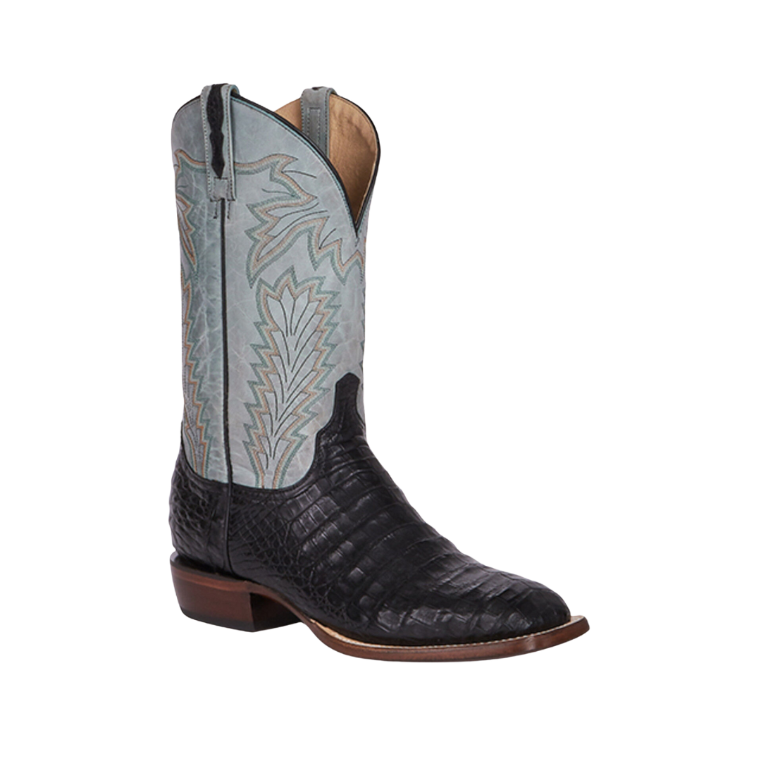 Lucchese Men's Caiman Goat Black Blue Boots