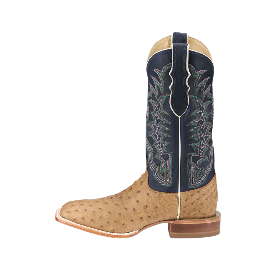 Justin Men's Full Quill Ostrich Antique Saddle Tan Boots
