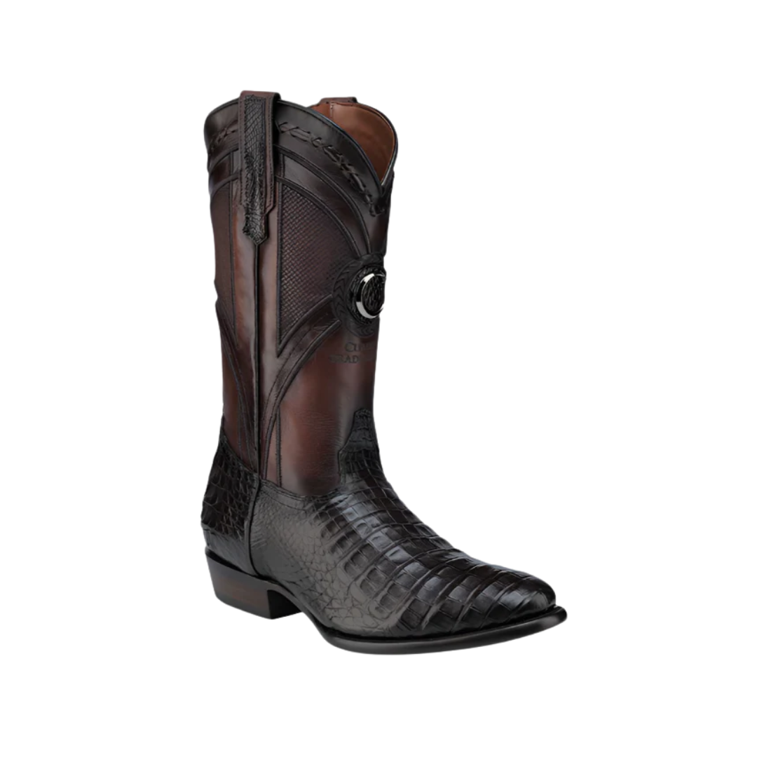 Cuadra Men's Caiman Belly Laser Embroidery Brown Boots