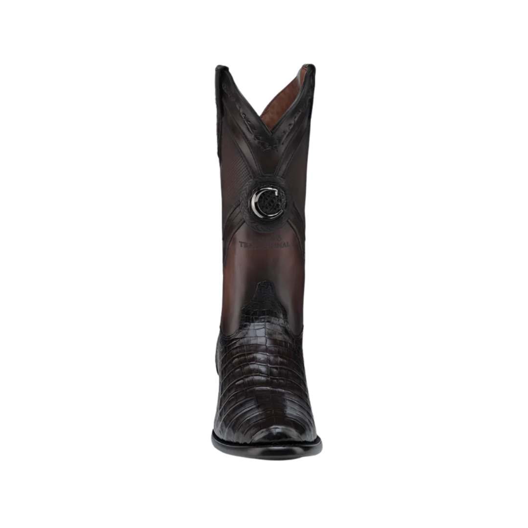 Cuadra Men's Caiman Belly Laser Embroidery Brown Boots
