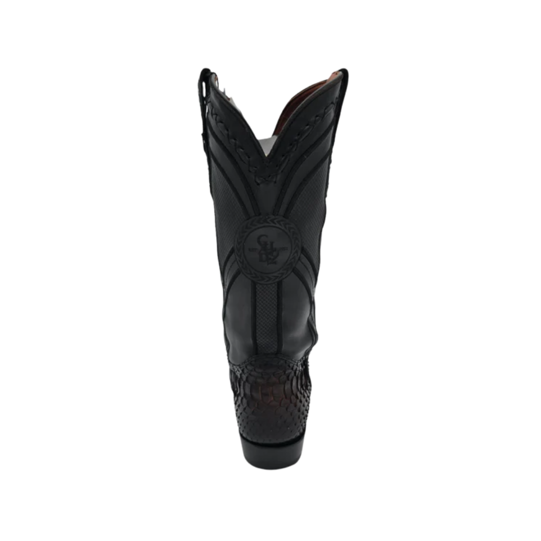 Cuadra Men's Python Embroidery Black Boots