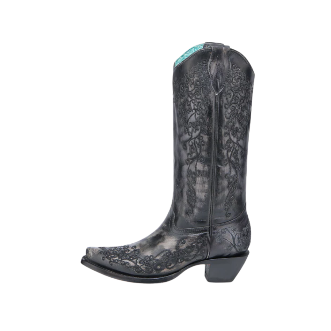 Corral Women's Floral Cowboy Black Boots