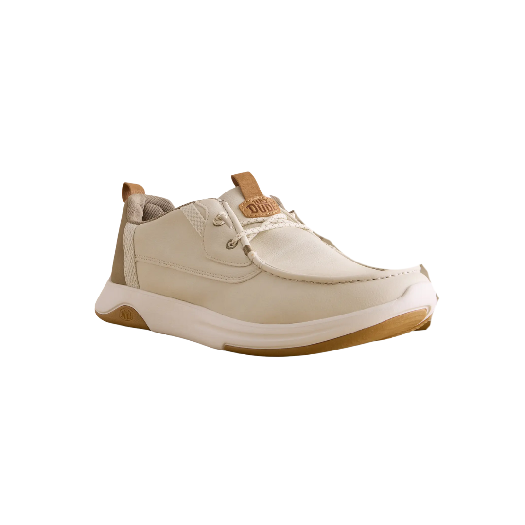 Hey Dude Men's Wally Drift Silver Birch White Shoes