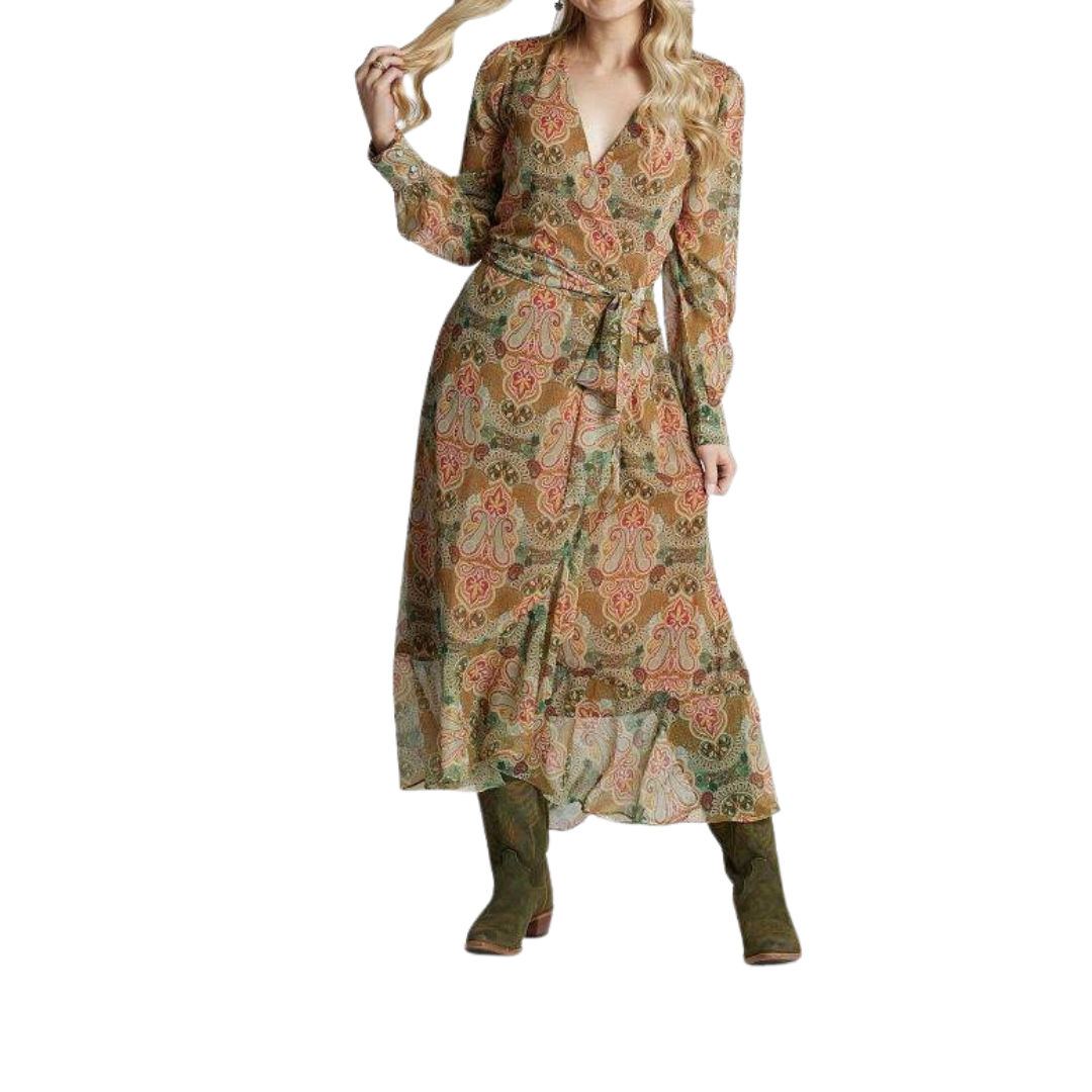 Justin Women's Large Wrap Maxi Multi Paisley Dress