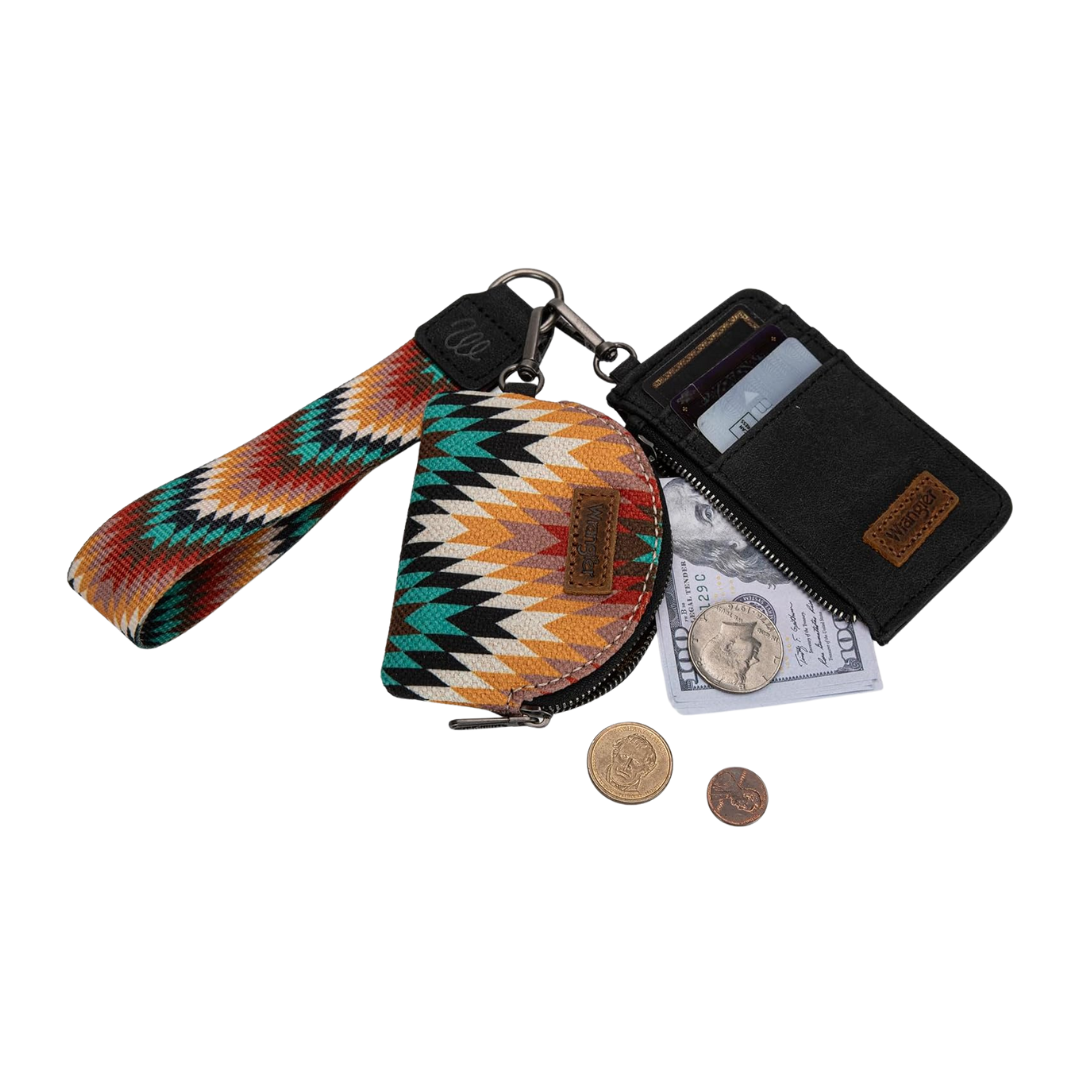 Wrangler Women's Aztec Keychain Black Wallet