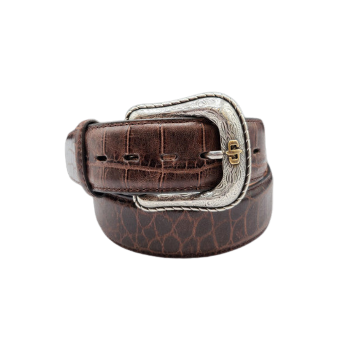 Stetson Men's Crocodile Embossed Cognac Belt