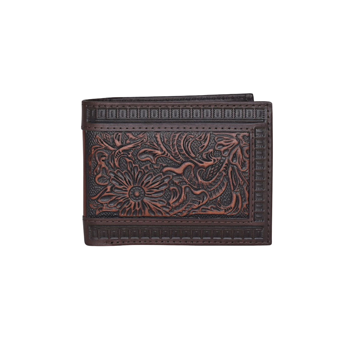 Justin Men's Bifold Leather Dark Brown Wallet