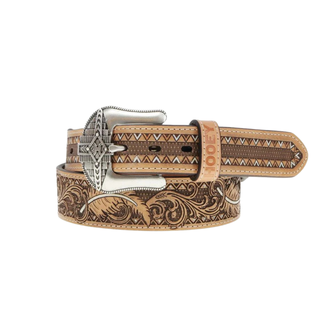 Hooey Youth Unisex War Paint Natural Feather Belt