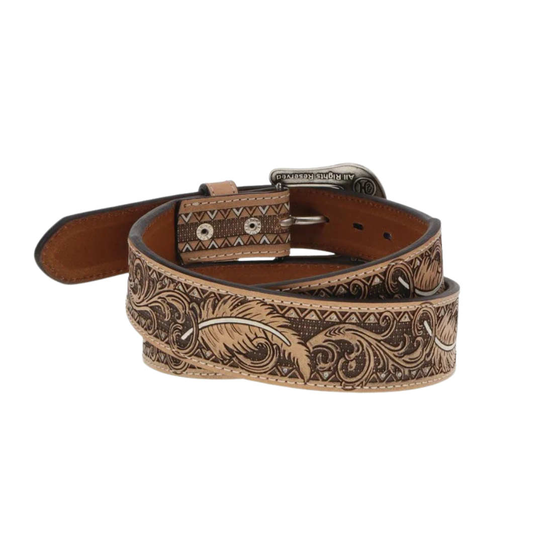 Hooey Youth Unisex War Paint Natural Feather Belt