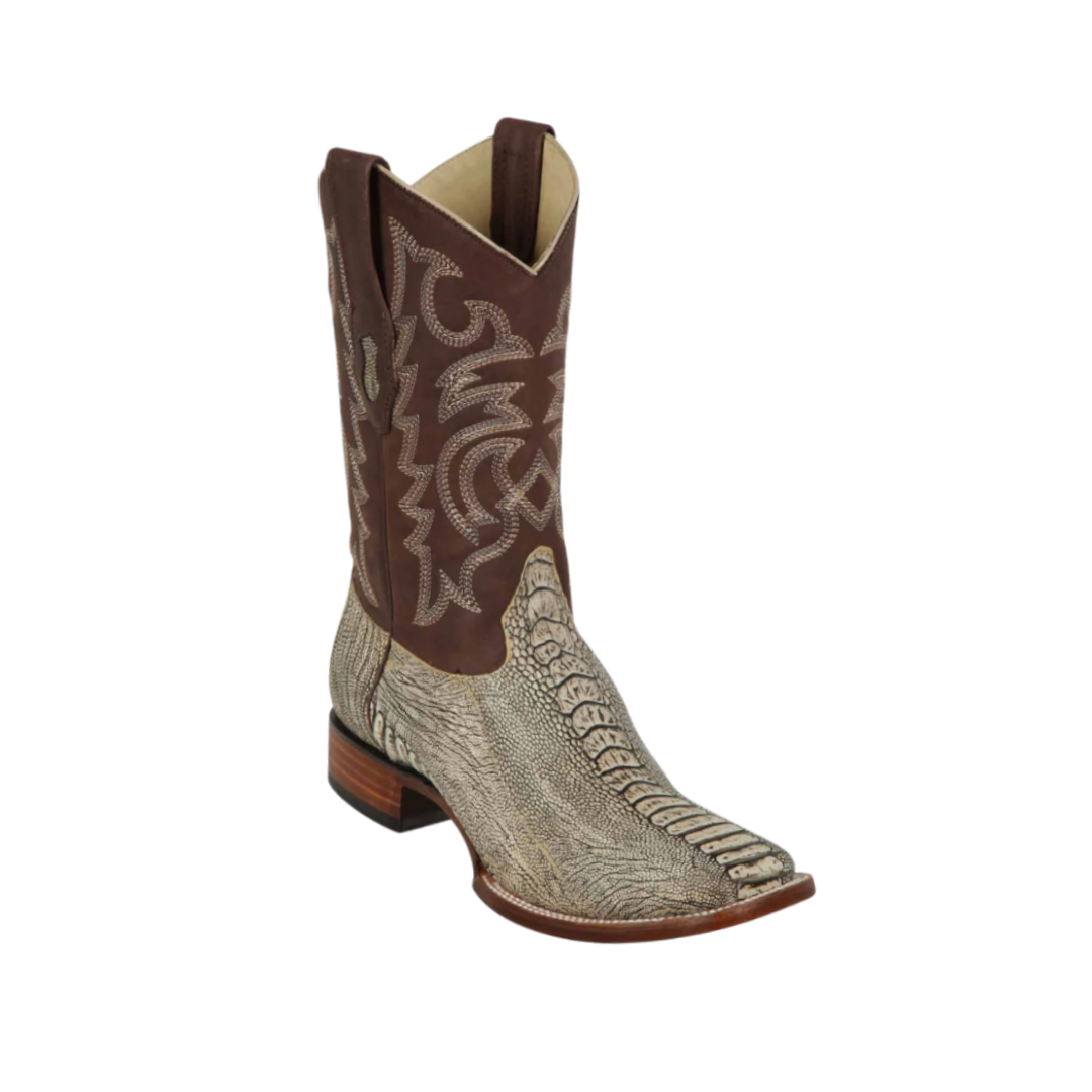 Los Altos Men's Ostrich Leg Rustic Square Brown Boots