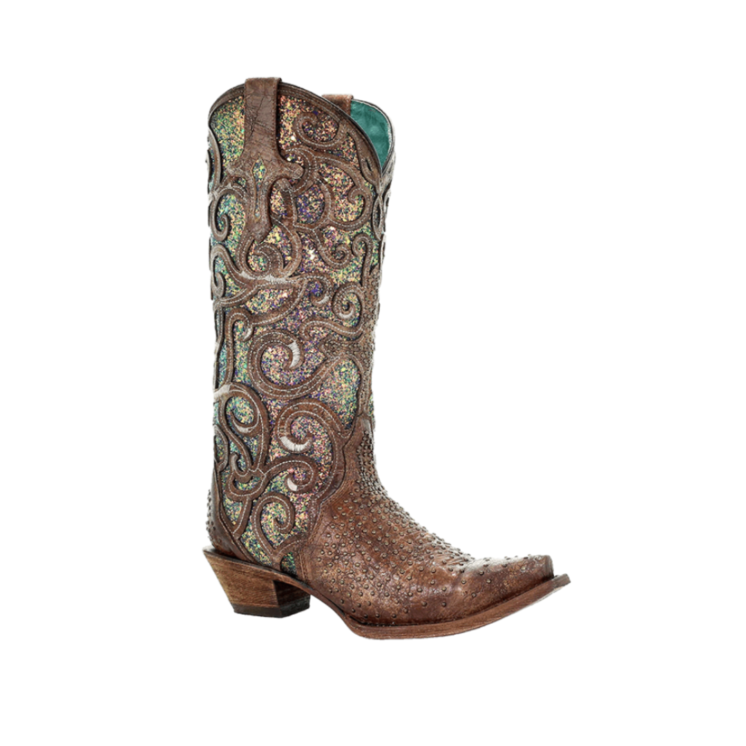 Corral Women's Cognac Glitter Inlay Brown Boots