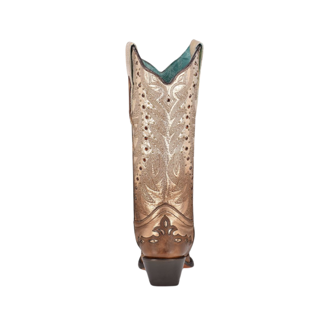Corral Women's Faded Bone Overlay Embroidery Snip Brown Boots