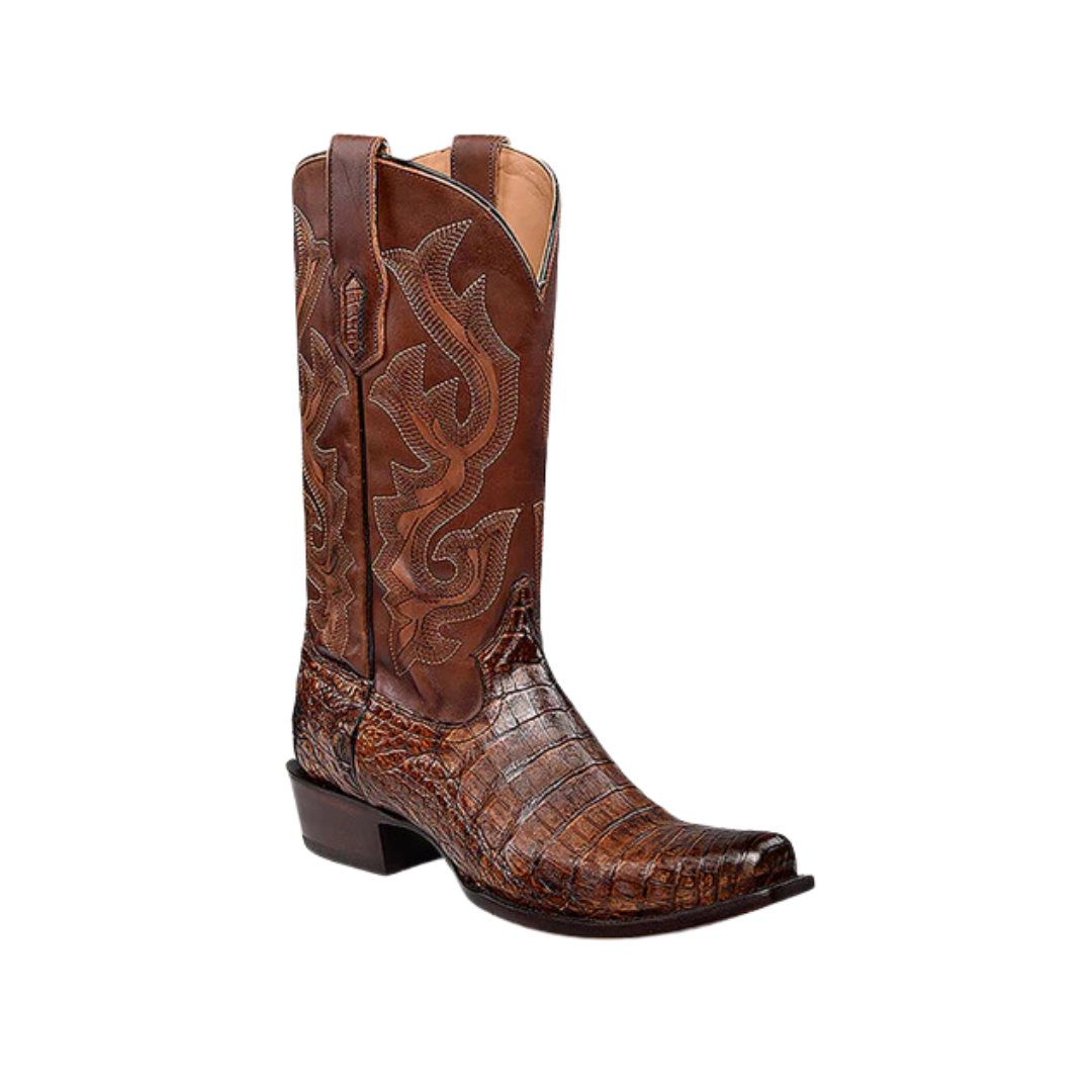 Corral Men's Cowboy Embroidery Caiman Narrow Honey Brown Boots